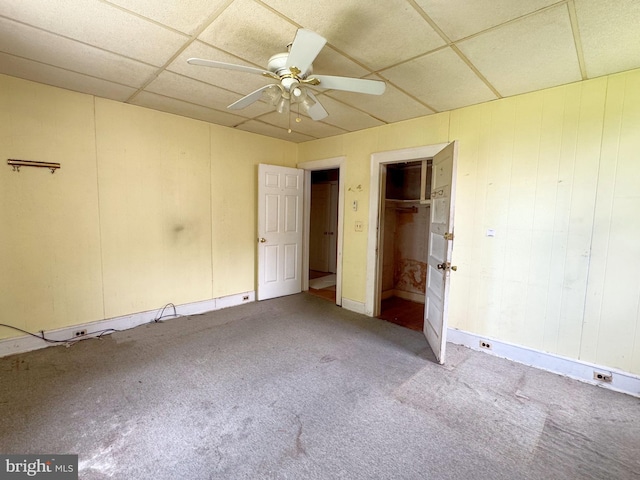 2805 Oakley Ave, Baltimore, MD 21215 - unfurnished bedroom with a drop ceiling, carpet flooring, ceiling fan, and a closet