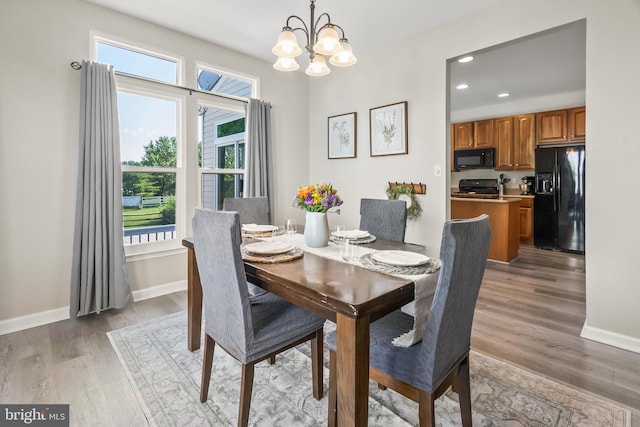 33 S Cummings Dr, Middletown, DE 19709 - dining space with a chandelier, light wood-style flooring, and recessed lighting