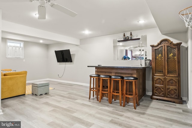 33 S Cummings Dr, Middletown, DE 19709 - indoor bar featuring light wood finished floors, ceiling fan, and recessed lighting