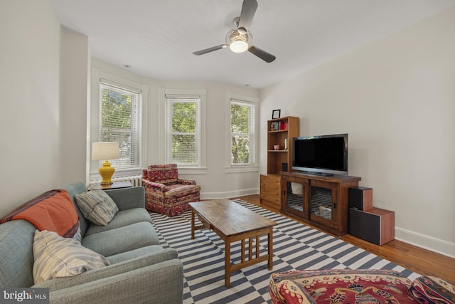 3301 Beech Ave, Baltimore, MD 21211 - living area featuring plenty of natural light, wood finished floors, and ceiling fan