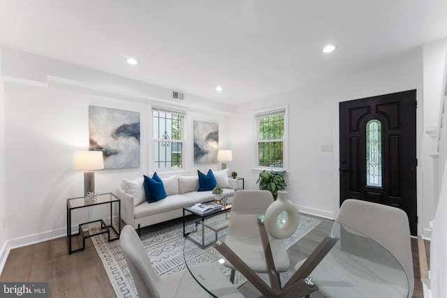 4621 A St SE, Washington, DC 20019 - living room featuring wood finished floors and recessed lighting