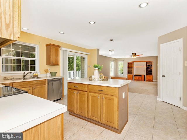 1402 Marian Way, Mount Airy, MD 21771 - kitchen featuring dishwasher, healthy amount of natural light, light tile patterned floors, and recessed lighting