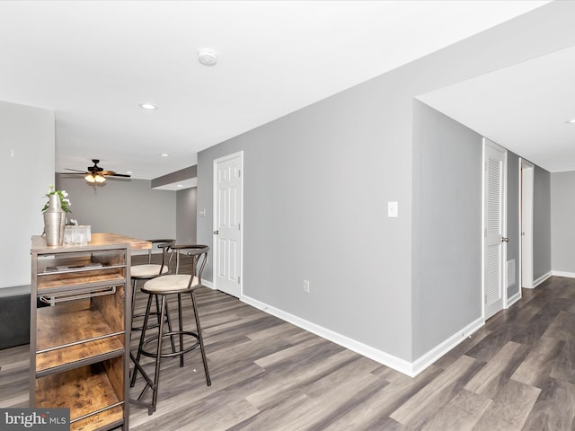 1402 Marian Way, Mount Airy, MD 21771 - dining room featuring wood finished floors, ceiling fan, and recessed lighting