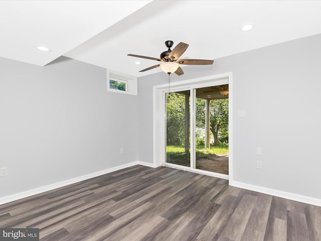 1402 Marian Way, Mount Airy, MD 21771 - spare room with dark wood-style flooring, a ceiling fan, and recessed lighting