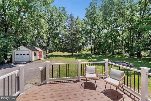 3409 Old York Rd, Furlong, PA 18925 - deck with an outbuilding, a lawn, and a detached garage