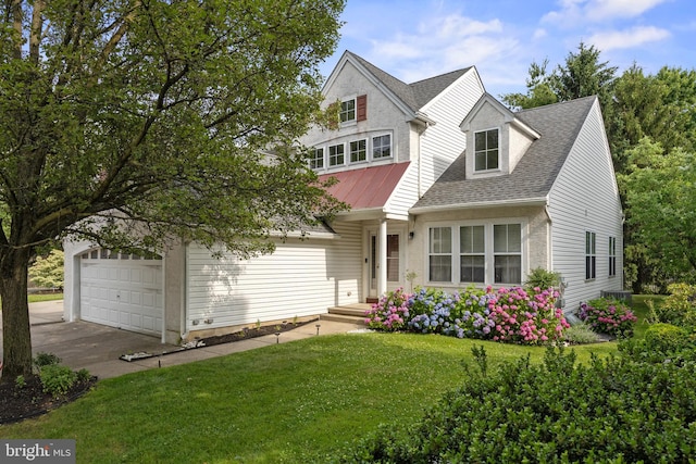 10 Crump Ln, Merchantville, NJ 08109 - view of front facade featuring driveway, a shingled roof, a front yard, and an attached garage