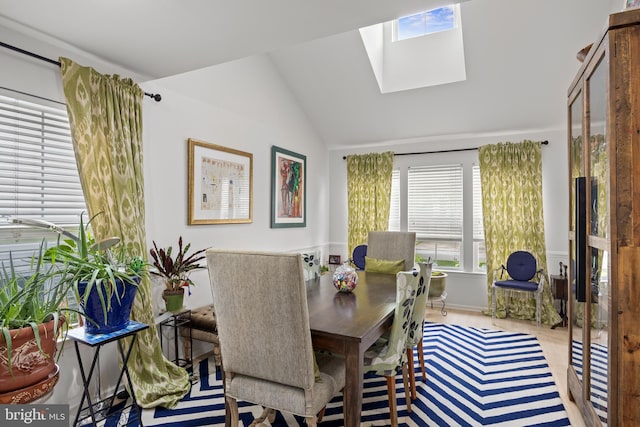 10 Crump Ln, Merchantville, NJ 08109 - dining room with a skylight, vaulted ceiling, and wood finished floors