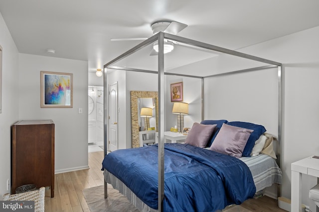 10 Crump Ln, Merchantville, NJ 08109 - bedroom featuring light wood-type flooring, ceiling fan, and connected bathroom