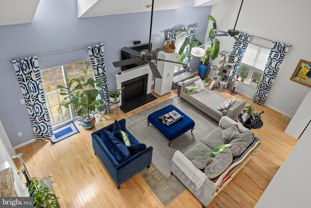 10 Crump Ln, Merchantville, NJ 08109 - living room with ceiling fan, wood-type flooring, and plenty of natural light