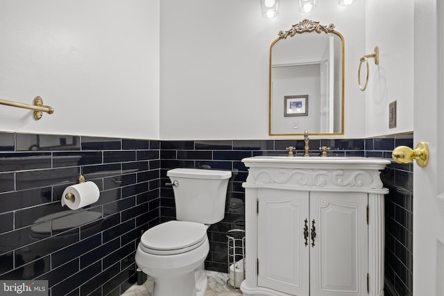 10 Crump Ln, Merchantville, NJ 08109 - half bathroom featuring tile walls, wainscoting, and vanity