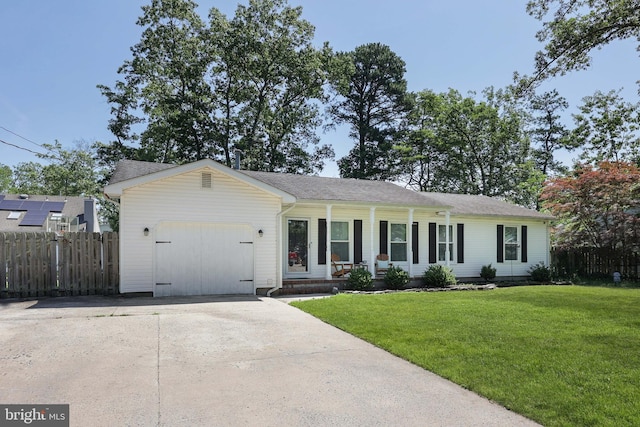 1618 Whitcomb Rd, Forked River, NJ 08731 - ranch-style home with concrete driveway, a porch, a garage, and roof with shingles