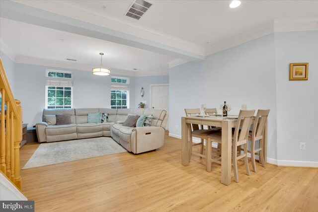 5707 Callcott Way Unit G, Alexandria, VA 22312 - living room featuring ornamental molding, light wood finished floors, and recessed lighting