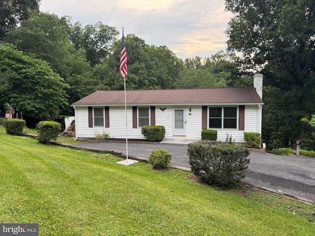 235 Apple Way, Front Royal, VA 22630 - ranch-style home with a front lawn and a chimney