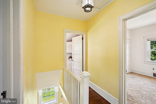 28 Oriole Ave, Media, PA 19063 - hall featuring attic access, an upstairs landing, and wood finished floors