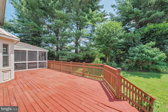 10009 Thompson Ridge Ct, Great Falls, VA 22066 - wooden deck with a sunroom and view of scattered trees