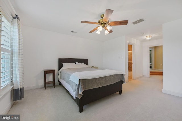 10009 Thompson Ridge Ct, Great Falls, VA 22066 - bedroom with light carpet, multiple windows, and a ceiling fan