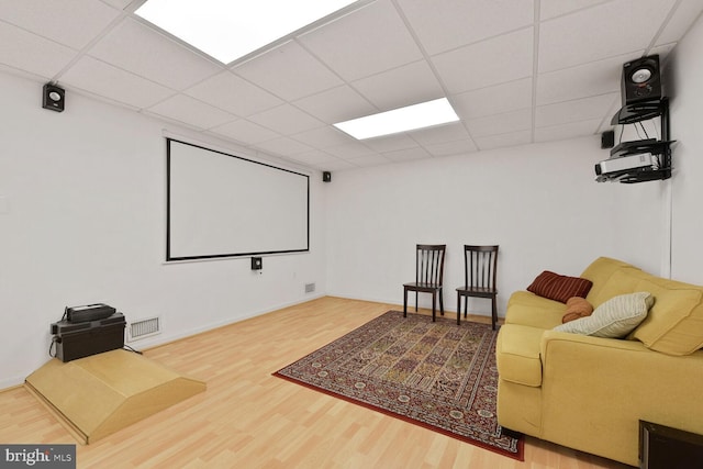 10009 Thompson Ridge Ct, Great Falls, VA 22066 - cinema featuring a paneled ceiling and wood finished floors