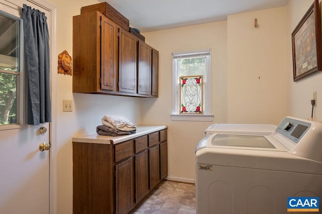 1754 Hearthglow Ln, Charlottesville, VA 22901 - washroom with washing machine and dryer and cabinet space