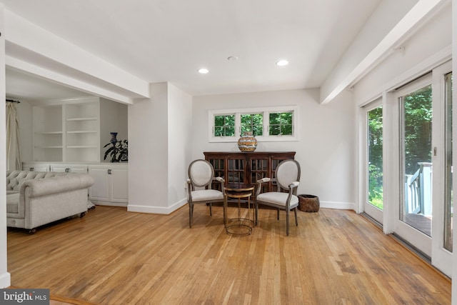 10418 Adel Rd, Oakton, VA 22124 - sitting room featuring light wood-style floors, recessed lighting, and built in features