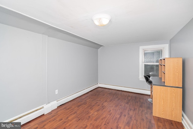 332 Old Stone House Rd S, Boiling Springs, PA 17007 - unfurnished office with dark wood-style floors, a baseboard radiator, and baseboard heating