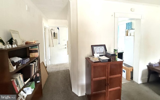 396 Cypress St, Millington, MD 21651 - corridor with carpet floors and an office area