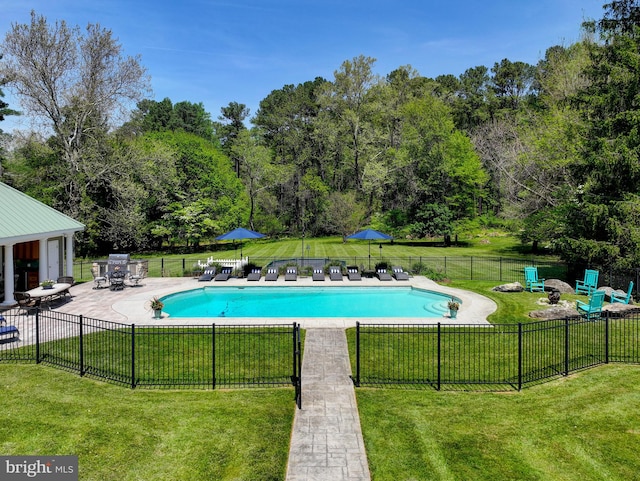 606 E Seminary Ave, Baltimore, MD 21286 - view of swimming pool with a patio, an outdoor fire pit, and view of wooded area