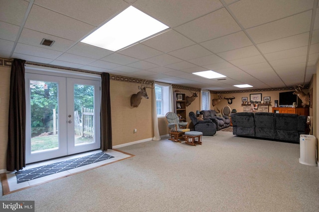 744 Pontzer Rd, Strasburg, VA 22657 - living area featuring carpet floors and french doors