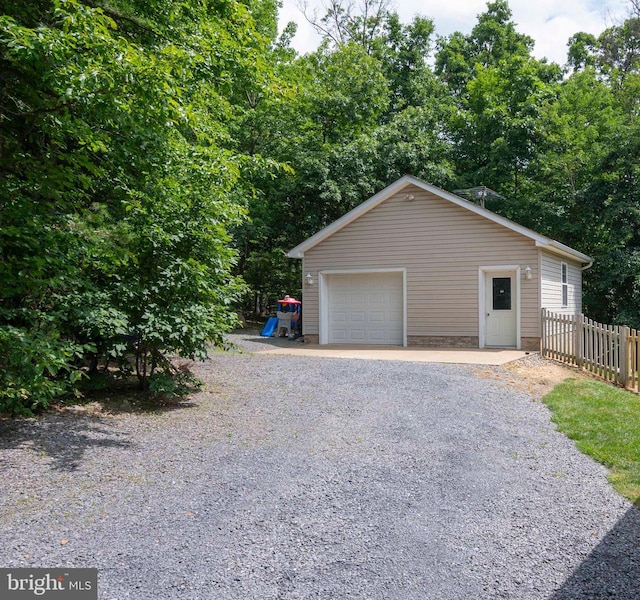 744 Pontzer Rd, Strasburg, VA 22657 - detached garage featuring gravel driveway
