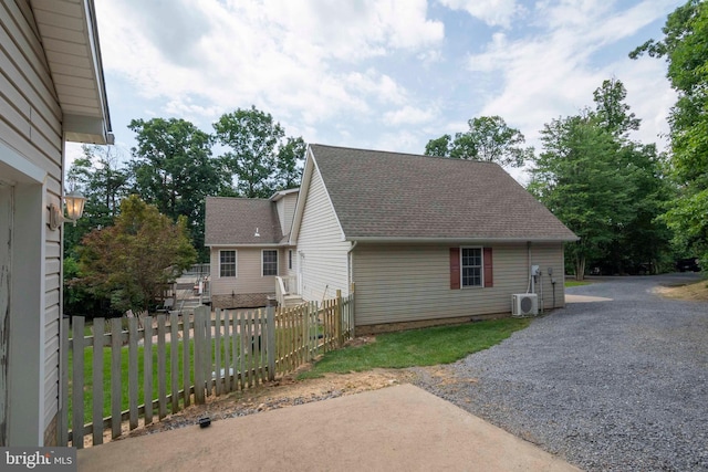 744 Pontzer Rd, Strasburg, VA 22657 - view of property exterior with a shingled roof and an ac unit