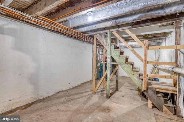 303 Lincoln Ave, Bristol, PA 19007 - unfinished basement with stairway