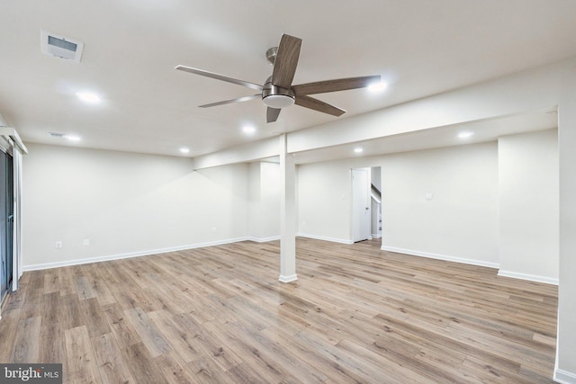 1544 Ingram Ter, Silver Spring, MD 20906 - finished below grade area with light wood-type flooring, ceiling fan, and recessed lighting