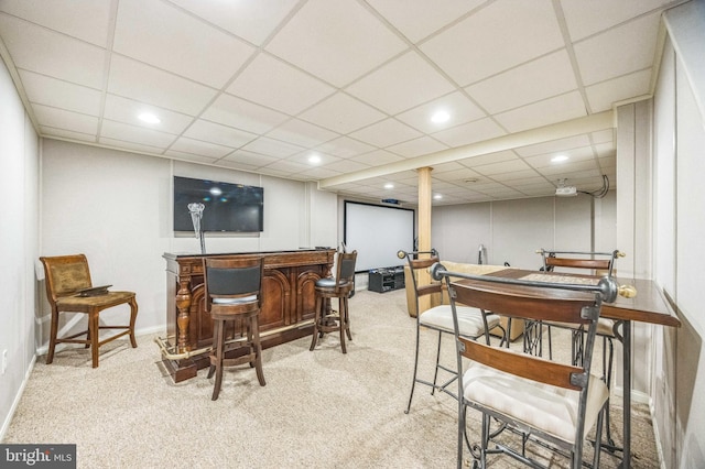 6 Spring Mill Ct, Sewell, NJ 08080 - indoor dry bar featuring carpet floors, recessed lighting, and a drop ceiling