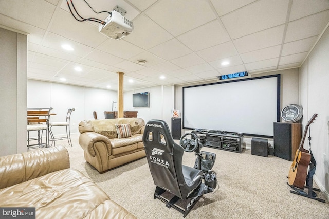 6 Spring Mill Ct, Sewell, NJ 08080 - carpeted cinema featuring a drop ceiling