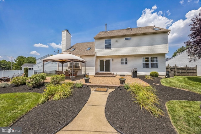 6 Spring Mill Ct, Sewell, NJ 08080 - back of house featuring a gazebo, a patio area, entry steps, and a chimney