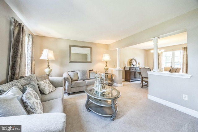 6 Spring Mill Ct, Sewell, NJ 08080 - living room featuring carpet flooring and ornate columns