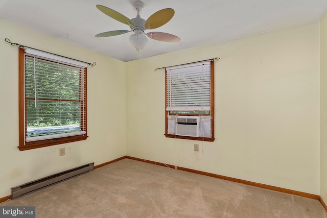 10624 Millbrook Dr, Chestertown, MD 21620 - unfurnished room with baseboard heating, light carpet, ceiling fan, and cooling unit