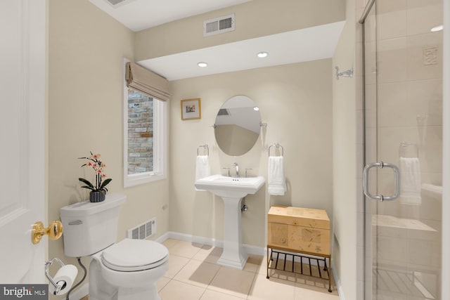 624 S Pitt St Unit 1/2, Alexandria, VA 22314 - full bathroom featuring a stall shower, tile patterned floors, and recessed lighting