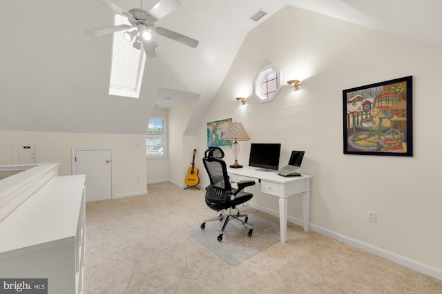 624 S Pitt St Unit 1/2, Alexandria, VA 22314 - home office featuring vaulted ceiling, a ceiling fan, and carpet floors