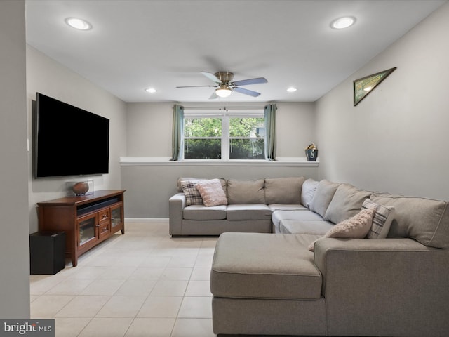 7313 Husky Ln, Springfield, VA 22151 - living room with a ceiling fan and recessed lighting