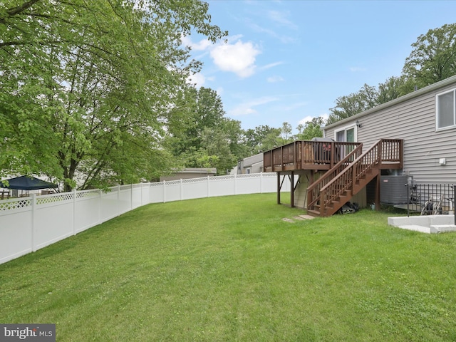 7313 Husky Ln, Springfield, VA 22151 - fenced backyard featuring stairs and a deck
