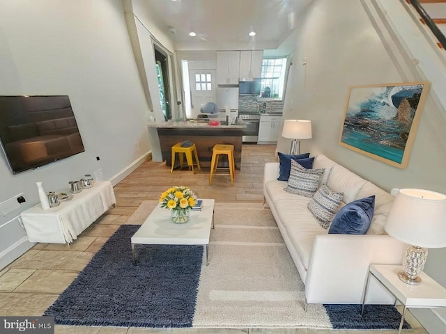 2230 N Mutter St, Philadelphia, PA 19133 - living room featuring baseboards and recessed lighting
