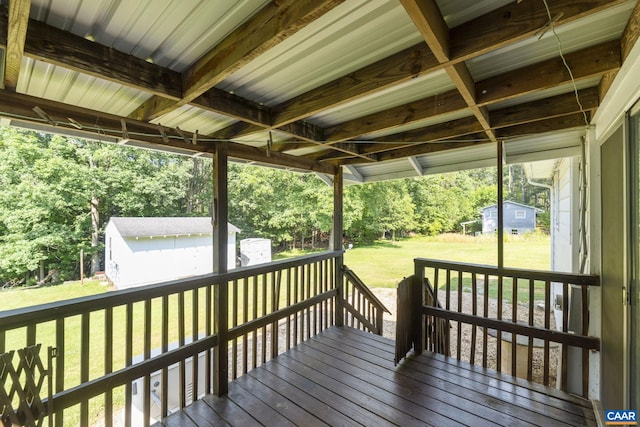 1562 Thomas Jefferson Pkwy, Charlottesville, VA 22901 - wooden terrace with a storage shed and a yard