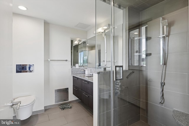191 Presidential Blvd Unit R-605, Bala Cynwyd, PA 19004 - full bath featuring vanity, a shower stall, tile patterned floors, and recessed lighting