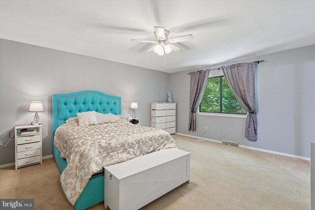 500 Lynetree Dr Unit 1-C, West Chester, PA 19380 - bedroom with light colored carpet and a ceiling fan