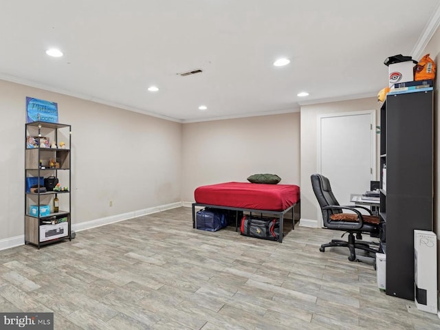 500 Lynetree Dr Unit 1-C, West Chester, PA 19380 - bedroom with ornamental molding, recessed lighting, wood finished floors, and a desk