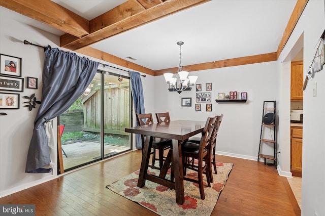 500 Lynetree Dr Unit 1-C, West Chester, PA 19380 - dining room with light wood finished floors, beamed ceiling, and a chandelier