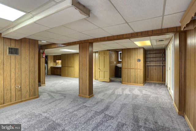 101 Walton Ave, Carlisle, PA 17013 - finished below grade area with carpet, a paneled ceiling, and wooden walls