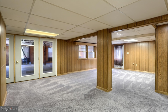 101 Walton Ave, Carlisle, PA 17013 - below grade area featuring a paneled ceiling, carpet, and wood walls