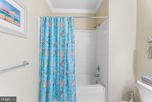 37 Fountain Dr W Unit 4C, Ocean City, MD 21842 - full bath featuring ornamental molding and shower / tub combo with curtain
