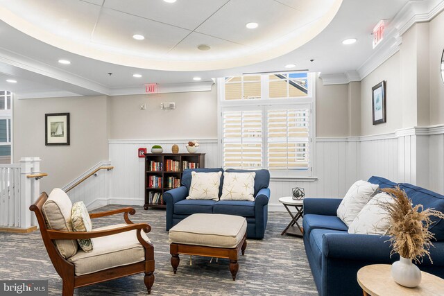 37 Fountain Dr W Unit 4C, Ocean City, MD 21842 - community lobby featuring a wainscoted wall, recessed lighting, and crown molding